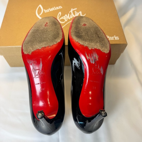 Christian Louboutin Simple Pump 70 Black Patent Calf Leather Pumps Red Bottoms - Picture 12 of 14